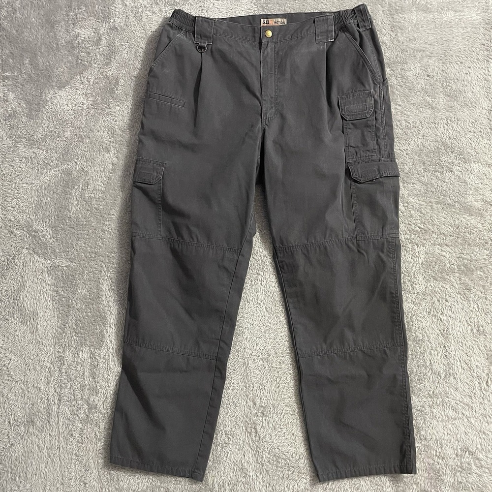 5.11 Tactical Cargo Pants Mens Size 40x32 Gray Ripstop Double Knee Multi Pockets